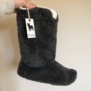 PJ Salvage- Slipper Booties, Charcoal, Fuzzy